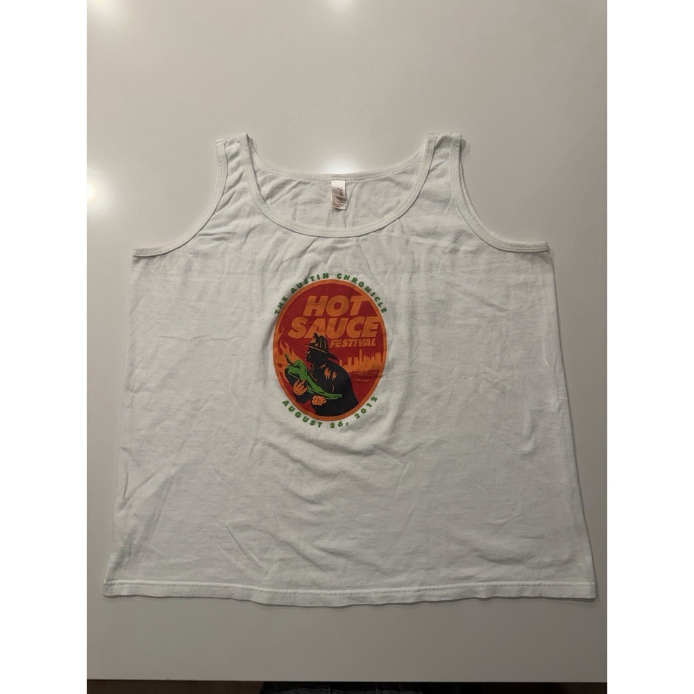 Anvil Austin Chronicle Hot Sauce Festival 2012 Tank Top Mens XL White